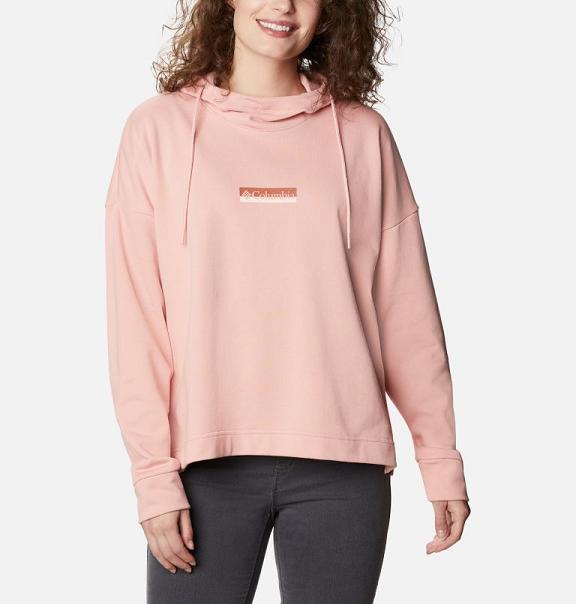 Columbia Logo Hoodies Pink For Women's NZ1542 New Zealand